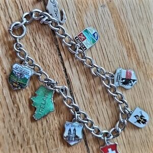 1800s 800 / 830 Silver  Authentic Travel Shield Antique Bracelet Firm$290